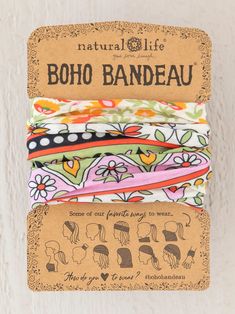 Express yourself in countless ways with our Boho Bandeau®! Let a bandeau hold your hair back for yoga class or a long hike. Stash one in your car or bag for when you get caught in a pinch and need a hair rescue. Simply secure a messy bun or ponytail or protect your head at the beach. They also look adorable as a tube top under our jumpsuits and sundresses to create a completely different look. Soft & versatile. Packaging includes instructions on how to wear bandeau 12 different ways. Won't slip, Bandeau Headband, Boho Bandeau, Effortless Outfit, Bandeaus, Floral Headbands, Pretty Patterns, Natural Life, Outfit Maker, Bad Hair Day