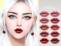 an animated image of a woman's lips with different colors and makeup looks on her face