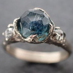 Engagement Ring Blue Stone, Custom Gemstone Rings, Crystal Engagement Rings, Ocean Wedding, Blue Engagement Ring, Cute Engagement Rings, Blue Stone Ring, Women's Rings, Engagement Wedding Ring