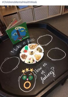 a tray with some food on it and a book about how to feed the birds