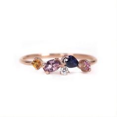 Sapphire and Diamond Stacking Ring - Blue Sapphire, Pink Sapphire, Purple Sapphire & Yellow Sapphire Ring Blue Sapphire, Princess Cut Gold, Diamond Stacking Rings, Purple Sapphire, The Heavens, Ring Blue, Blue Sapphire Rings, Emerald Cut Diamonds, Yellow Sapphire