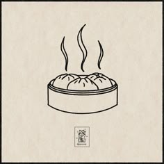 a drawing of a pie with steam rising from it