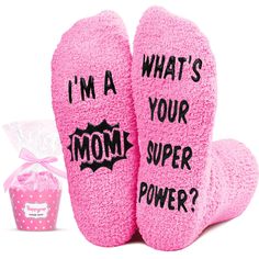 GIFTS FOR MOM: Have you selected a gift for your mother? Our Mommy Socks feature a fun message that reads "I'M A MOM WHAT'S YOUR SUPER POWER." They make a great gift for the mom who has everything. SIZE & MATERIAL: These fluffy mothers day socks are made of plush coral fleece, providing comfort and warmth. Designed to fit women's shoe sizes 6-10. Our fuzzy socks also feature black non-slip soles, ensuring your safety on wood and tile floors. CUPCAKE GIFT BOX: Despite not being pre-set, we offer a chic gift box and a paper tie for every pair. You can spare a minute to savor the joy of assembling a gift box that looks just like a sweet cupcake. GREAT MOTHER GIFTS: Whether you're looking for the mothers day gifts from daughter, son, kids, our socks are perfect for any occasion as new mom gift Gifts For Elderly, First Time Grandma, Aunt Birthday Gift, Granny Gifts, Aunt Birthday, Great Grandma Gifts, Tiled Floors, Gifts For Grandma