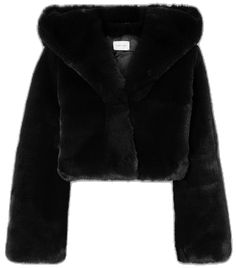 Chic Hooded Fur Coat With Faux Fur Trim, Chic Fitted Fluffy Outerwear, Elegant Hooded Faux Fur Outerwear, Fitted Faux Fur Hooded Coat, Fitted Hooded Faux Fur Coat, Luxury Hooded Faux Fur Outerwear, Black Faux Fur Jacket, Denim Flats, Hooded Faux