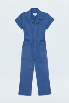 Playground proportions. Our best selling jumpsuit silhouette, reimagined for Little Grovers. Designed for a unisex relaxed fit, with button up front closure and an adjustable button waist flap. Offered in our bright Ocean Blue colorway. Ocean Blue Color, Best Swimwear, Denim Jumpsuit, Romper Pants, White Summer, Ocean Blue, Fit In, Blue Ocean, Playsuit