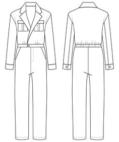 Your Look Will Truly Be Set Apart From The Rest With This Coverall Pattern! Coverall Pattern, Jumpsuit Sewing Pattern, Jumpsuit Sewing, Jumpsuit Pattern Sewing, Sewing Instructions, Tuxedo Style, Sketches Dresses, Work Uniforms, Jumpsuit Pattern