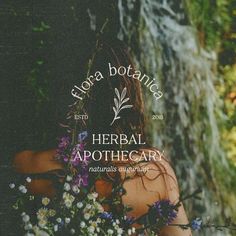 there is a woman with flowers in her hair and the words flora botanie on it