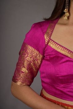 Hi Neck Blouse Designs Latest, Silk Saree Blouse Designs Patterns, Fashionable Saree, Raw Silk Blouse, Long Blouse Designs, Neck Lines, Model Blouse, Cotton Blouse Design, Latest Blouse Designs Pattern