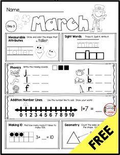 the march worksheet for kids to practice numbers and counting with their own hands