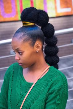 Bubble Braids Pondo Hairstyle With Gel, Saved Hairstyles, Braid Out Natural Hair, Afrocentric Hairstyles, Cute Ponytail Hairstyles, Hairstyles For Ladies, Natural Hair Bun Styles, Weave Ponytail Hairstyles, Sleek Ponytail Hairstyles