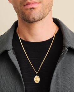 Devotion and design are united in our gold Studded St. Michael Pendant. With fine detailing and a satin finish, you can feel protected and ready to face each day with the Saint Michael Pendant. St Michael Pendant, Saint Michael, Solid Gold Chains, Diamond Simulant, The Saint, Silver Shop, Cuban Link Chain, Mens Gold, Cuban Link