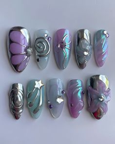 Materials: gel nail, long stiletto tips Greetings and welcome to my store. Hope you find a style you like. ✋🙆I only work with high-quality materials to create sturdy & long-lasting luxury press on nails that you can trust on. My nails will last for:1- 2 days using adhesive tab (provided with the nail set) 2- 3 weeks using nail glue. You can reuse all of the nails multiple times if you take care of them. Follow the instructions provided with the nail set. 💮Please follow the instruction size mea Romantic Nails, Nail Designs Valentines, Nail Swag, Kawaii Nails, Star Nails, Cat Kuku, Minimalist Nails, Dream Nails, Funky Nails