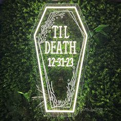 Til Death Do Us Part Neon Sign,coffin Neon Sign,halloween Wedding Decor, LED for Wedding Ceremony,acrylic Neon Sign,valentine's Day Gift - Etsy Grunge Wedding Decor, Married Till Were Buried, Goth Wedding Ideas, Halloween Wedding Decor, Heavy Metal Wedding, Black Wedding Decor, Halloween Wedding Decorations, Grunge Wedding, Spooky Wedding