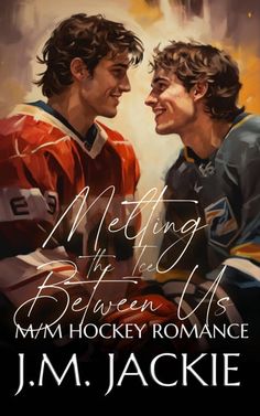 two men in hockey uniforms are facing each other, with the words meeting between us