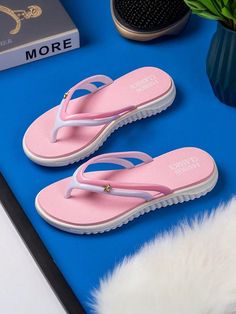 New Style Flip Flops, Summer Women Girls Beach Casual Home Korean Fashion Trend, Anti-Slip, Breathable, Comfortable And Deodorant Shoes Pink         Women Shoes, size features are:Bust: ,Length: ,Sleeve Length: Home Korean, Girls Beach, Flip Flops Style, Beach Flip Flops, Casual Home, Shoes Pink, Korean Fashion Trends, Beach Casual