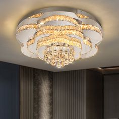 an elegant chandelier hangs from the ceiling