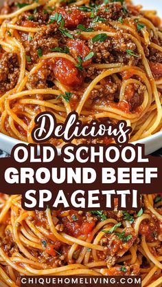 delicious old school ground beef spaghetti is an easy dinner recipe