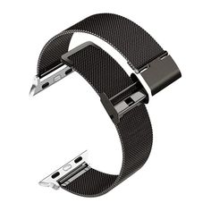 an apple watch strap with metal buckles