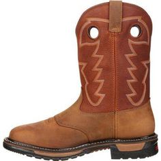 You can have great-looking waterproof western work boots that are comfortable. The Rocky® Original Ride Western Boot is all about sole performance and interior comfort! Western Style Moto Boots With Round Toe For Outdoor, Western Brown Slip-resistant Boots, Western Style Round Toe Outdoor Boots, Western Style Impact Resistant Work Boots With Round Toe, Western Style Outdoor Boots With Round Toe, Western Style Impact Resistant Work Boots For Outdoor, Western Snip Toe Work Boots With Impact Resistance, Western Waterproof Boots With Slip-resistant Round Toe, Western Work Boots With Snip Toe And Impact Resistance