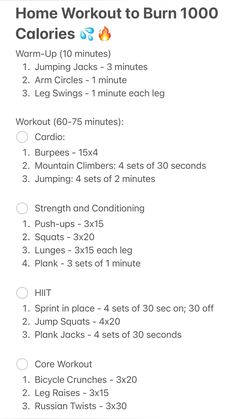 the calories workout plan is shown with instructions for how to burn and what to use it