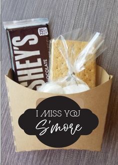 i miss you s'more in a box with chocolate and marshmallows