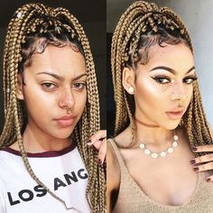 Cute Box Braids, Big Box Braids, Summer Braids, Blonde Braids, Try On Hairstyles