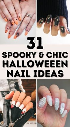 Spooky Nail Designs, Orange Ombre Nails, Spooky Nail, Halloween Nail Art Ideas, Halloween Nail Ideas, Halloween Manicure, Halloween Nails Easy, White Manicure, Pumpkin Designs