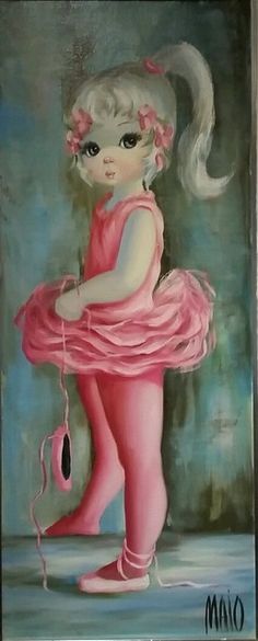 Big Eyes Pink Ballerina by Maio Big Eyes Paintings, Lay Baby Lay, Waterslide Paper, Look Into My Eyes, Pink Ballerina, Pink Houses, Tickled Pink, Cute Images