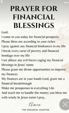 the prayer for financial blessings