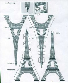 an architectural drawing of the eiffel tower in paris, with instructions for each section