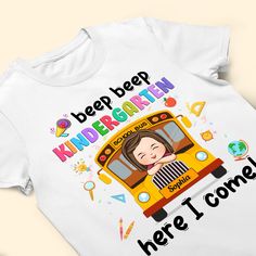 Make your child's return to school extra special with a personalized shirt featuring their name, favorite color, or a fun design. These shirts are perfect for expressing their unique personality and style, ensuring they stand out and feel confident among their peers. Crafted from high-quality, comfortable fabric, these shirts are not only stylish but also durable and easy to wash, making them ideal for everyday wear at school. The personalized touch adds a sense of pride and individuality, makin Personalized T-shirt For Back To School, Fun Name Print Tops For School Events, Fun Tops With Name Print For School Events, Personalized Tops With School Spirit For Back To School, Personalized Tops For Back To School With School Spirit, Personalized Tops For End Of School Year Events, Personalized Tops For Back To School, Customizable Cute Tops For School, Fun School Tops With Name Print