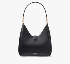 Say hello to our new icon. Made from supple leather the Dakota features our signature K hardware for a bold modern look. This sleek hobo bag style is perfect for all your adventures day or night. | Kate Spade Dakota Hobo Bag, Black Modern Hobo Bag With Branded Hardware For Shopping, Modern Hobo Bag For Shopping With Branded Hardware, Chic Kate Spade Hobo Bag For Travel, Kate Spade Leather Shoulder Bag With Branded Hardware, Kate Spade Elegant Everyday Hobo Bag, Chic Kate Spade Hobo Bag, Kate Spade Bags With Metal Hardware For Everyday Use, Elegant Everyday Kate Spade Hobo Bag, Kate Spade Leather Hobo Bag