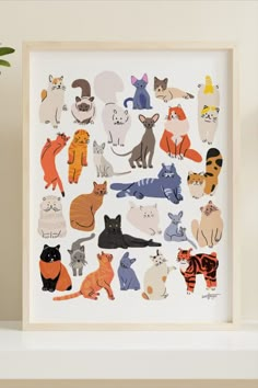 The perfect gift for cat lovers and enthusiasts. This cat breed illustrated poster makes for a cute, unique gift for loved ones, or just as a treat for yourself. Looks great anywhere in the home, be it in the kitchen, your living room, kid's room or nursery, and will add a splash of style to any room. Cats And Dogs Nursery, Nursery Room Poster, Cat Bedroom Ideas Kids, Cat Theme Room, Cat Nursery Theme, Cat Themed Nursery, Cat Themed Bedroom, Cat Room Decor