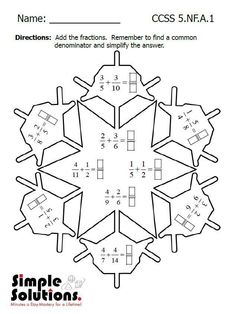 Snowflake Activity, Fraction Addition, Grade 6 Math, Math Division, Kids Math, Preschool Math Worksheets, Fifth Grade Math, Math Formulas, Christmas Math