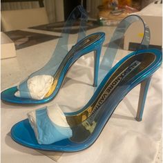 Alexandre Vauthier Transparent Turquoise Blue Slingback Heels. Shoe Dust Bag Included!!! Us Size 36 Eu Size 36 Made In Italy! 100% Authentic! Msrp $725 Shoe Higlights: Turquoise Blue, Transparent Design, Round Open Toe, Slingback Back, Branded Leather Insole, 105mm (Approx 4.25 Inch) Tapered Heel, Leather Outsole! Composites: Leather 100%, Calf Leather 100% Outer: Pvc 100% Lining: Pvc 100% Thank You For Viewing My Closet. The Items In The Pictures Are Exactly What Is Being Sold. I Ship Within 2 Alexandre Vauthier, Slingback Heel, Transparent Design, Turquoise Blue, Open Toe, Shoes Women Heels, Calf Leather, Dust Bag, Shoes Heels