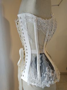 "✨\"Night Jasmine\"✨ corset, the second born out from my new collection 🌸\"Flower Couture\"🌸. . It's a plungie steelboned corset made in white cotton satin and mesh, decorated with delicate and beaded quality lace. All lace is handsewn and It's surely a piece of Haute Couture. It's made to order on your personal measures, so please, before placing an order count at least 3 weeks to be ready to ship. ------------------------------------------------------------- Facebook: https://www.facebook.co Flower Couture, Night Jasmine, Victorian Lingerie, Lingerie White, White Corset, Gothic Victorian, Underbust Corset, Victorian Rings, Lace Corset