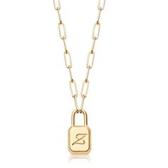 PRICES MAY VARY. LOCK INITIAL NECKLACES: Classic and timeless, our lock initial necklace is an elegant finishing touch for any look. Wearing an initial Letter is a classic way to make a statement! Hide My Love in Your Name. NECKLACE SIZE: The length of the lock necklace is 18" with a 2" extender, The diameter of the lock letter pendant approx is 0.86"x0.45",With lobster clasp design, easy to wear. HIGH QUALITY MATERIAL: Initial necklace is made of twice-plated 14k gold brass, with a beautiful go Necklace Lock, Chain Letter, Dainty Initial Necklace, Padlock Necklace, Lock Pendant, Initial Necklaces, Monogram Pendant, Lock Necklace, Necklace Size