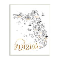 the florida state map is shown in gold and white