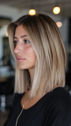 36 Blunt Cut Bob Hairstyles That Will Make You Want to Chop Your Hair Cool Blonde Long Bob, Over 30 Haircut, Short Hairstyles For Damaged Hair, Mom Chop Hair Straight, Long Bob For Thinner Hair, Long Bob Blonde Hairstyles, Blonde Lob Fine Hair, Medium Bob Straight Hair, Long Bob Before And After