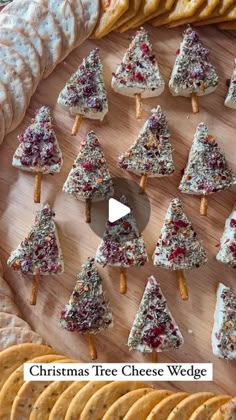 christmas tree cheese wedges are arranged on a platter