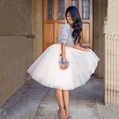 Stretch Tulle Mini Skirt, Feminine White Party Skirt, White Feminine Party Skirt, White Feminine Skirt For Party, White Knee-length Party Skirt, White Party Skirt For Fall, White Fall Party Skirt, Girls Tulle Skirt, Womens Tulle Skirt