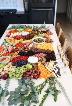 a table covered in lots of different types of food