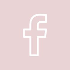 the facebook logo is shown in white on a light pink background with an arrow pointing to it