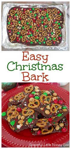 an easy christmas bark recipe with pretzels and chocolate