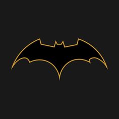 the batman symbol is shown in gold on black background, it appears to be an image of