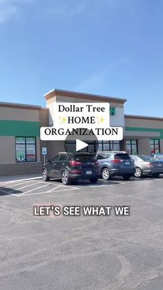 a dollar tree store with cars parked in the parking lot and an advertisement for it's see what we do