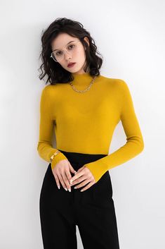 Slim-fit mock turtleneck sweater, made from washable merino wool, offers stylish warmth for winter. Daffodil Yellow, Tank Top Skirt, Duster Cardigan Sweater, Mock Turtleneck Sweater, Cardigan Sweater Vest, Merino Sweater, Sweater Collection, Wool Turtleneck, Athleisure Outfits