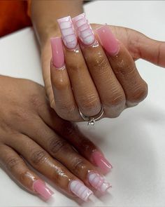 French Tip Acrylic Nails On Black Women, Medium French Tip Acrylic Nails Pink, Pink French Tip Long Acrylic Nails, Long Square Red French Tip Acrylic Nails, Medium Length French Tip Acrylic Nails, Pink French Tip Nails Charms, Long French Tip Nails, French Tip Acrylics