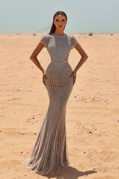 Elegant Beaded Details and Sleeveless Design Simple Dinner Gowns Nigerian, Dinner Gowns Nigerian, Simple Dinner Gowns, Prom Dress Silver, Wedding Dress Jumpsuit, Dinner Gowns, Silver Prom Dress, Champagne Prom Dress, Split Prom Dresses