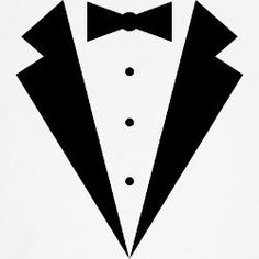 a black and white silhouette of a tuxedo with a bow tie on it